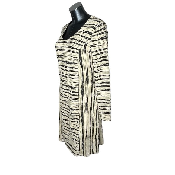 DZHAVAEL COUTURE Black Tan Stripe Detachable Cowl Neck Dress Size L - Picture 10 of 16